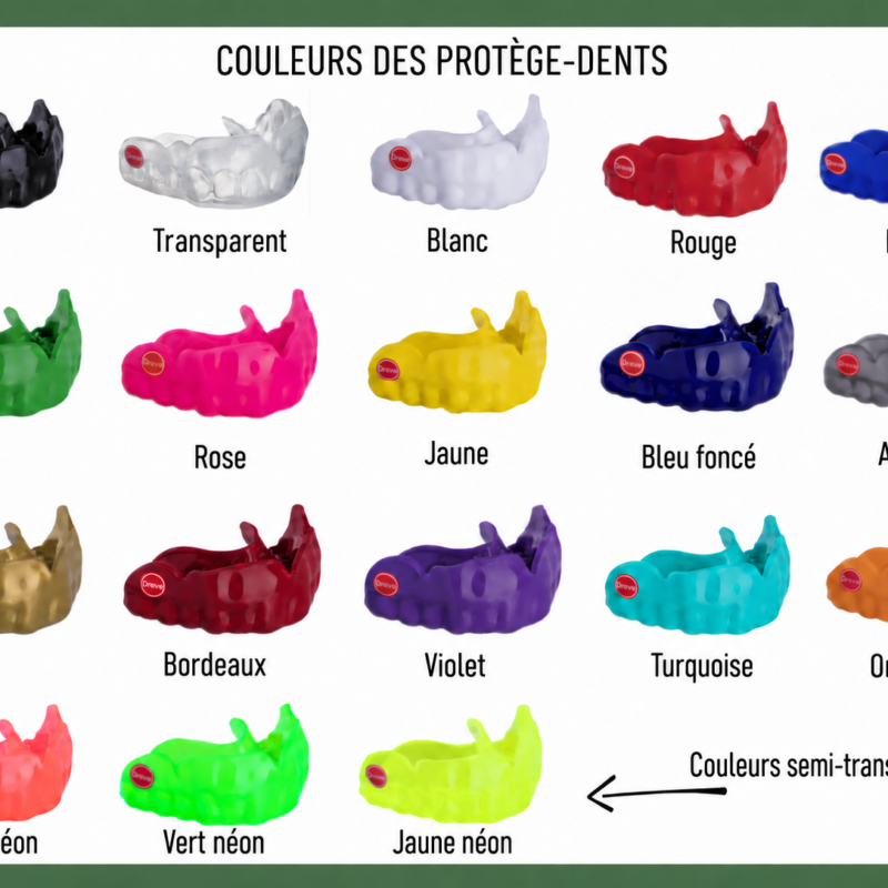 18 couleurs pour votre protège-dents sur mesure