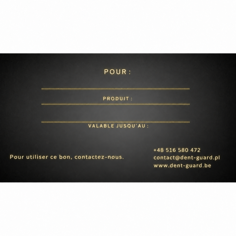 Verso du bon cadeau — coordonnées et champs à compléter